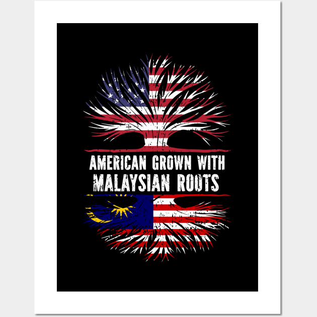 American Grown with Malaysian Roots USA Flag Wall Art by silvercoin